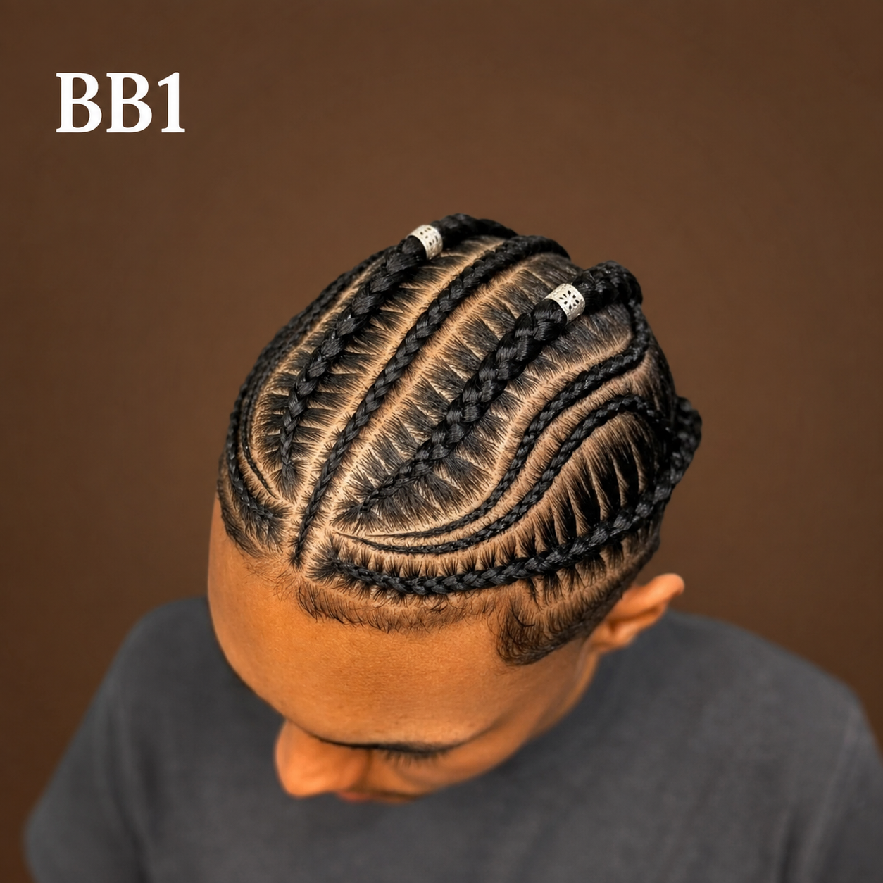 BB1 — men's stitch cornrows with beads